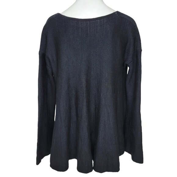 Free People Oversized Linen Blend Bell Sleeve Top  Black - Picture 6 of 6